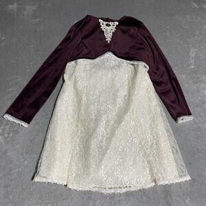 Vintage New Moves Dress‎ Girls 12 Velvet Lace Long Sleeve Cottagecore Prairie